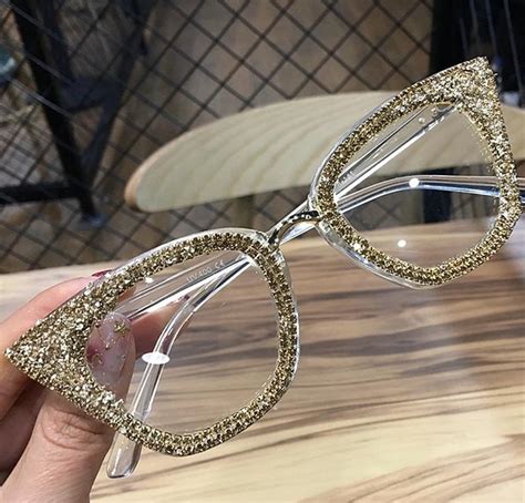 rhinestone cat eye glasses.